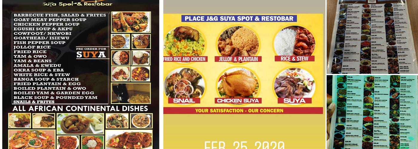 J&G SUYA SPOT & RESTOBAR Menu