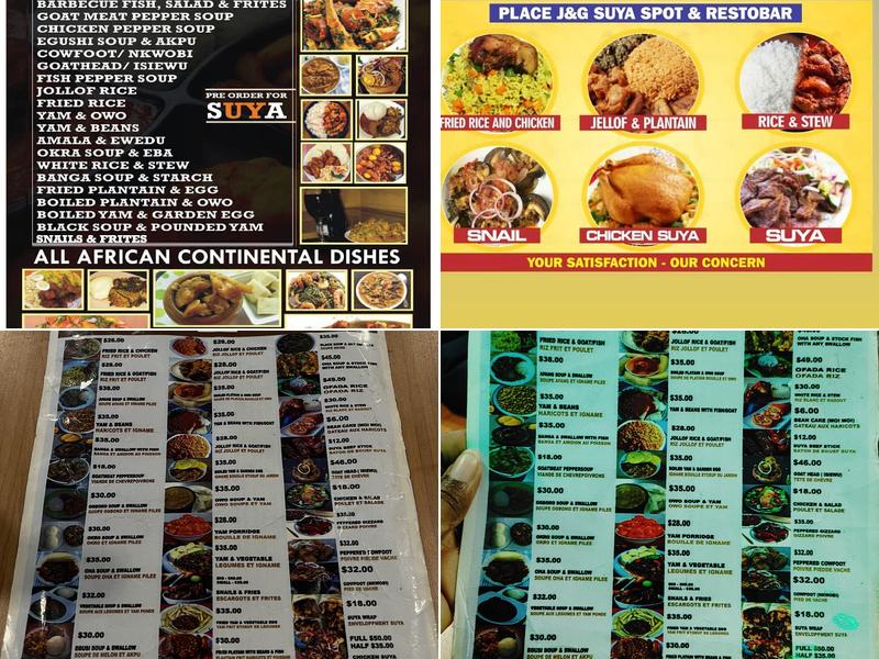 J&G SUYA SPOT & RESTOBAR Menu