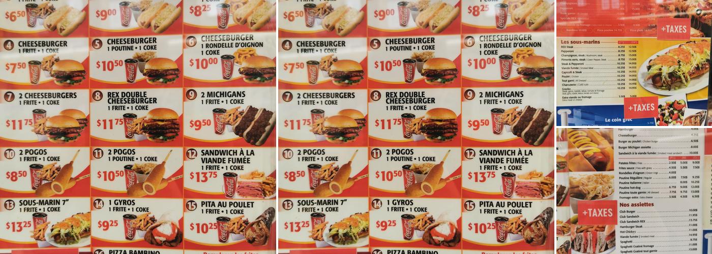 Rex Pizza Menu