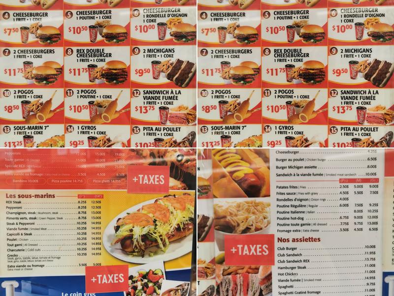 Rex Pizza Menu