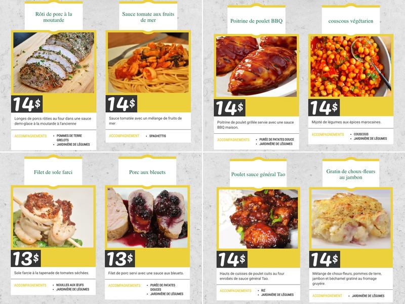 Menu sur le pouce Menu