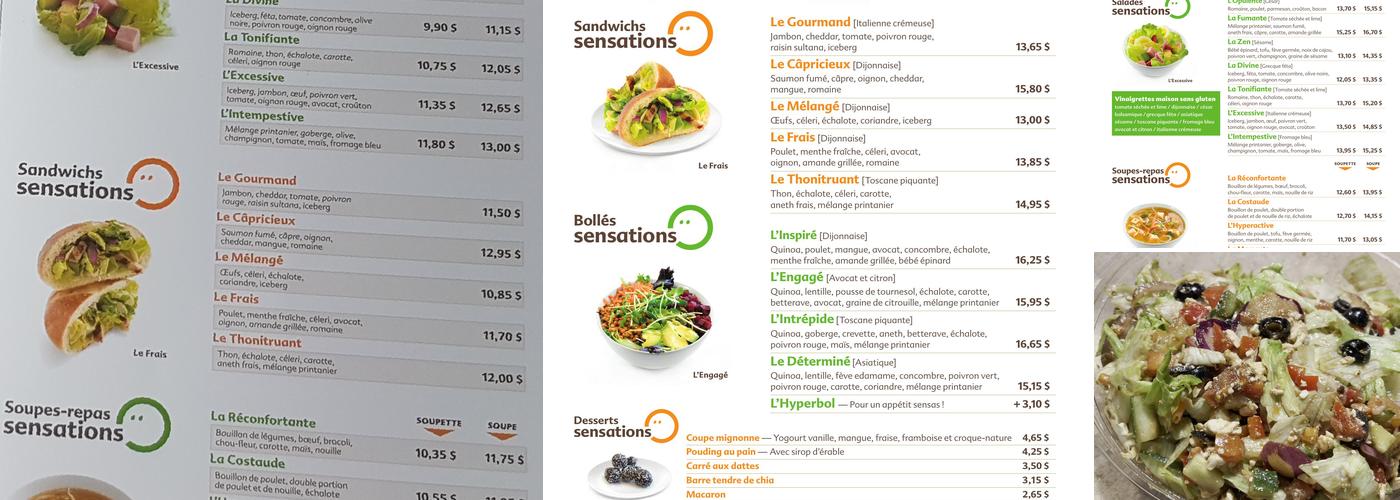 Salades Sensations Menu