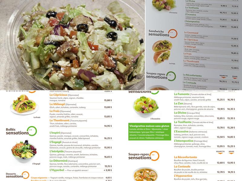 Salades Sensations Menu