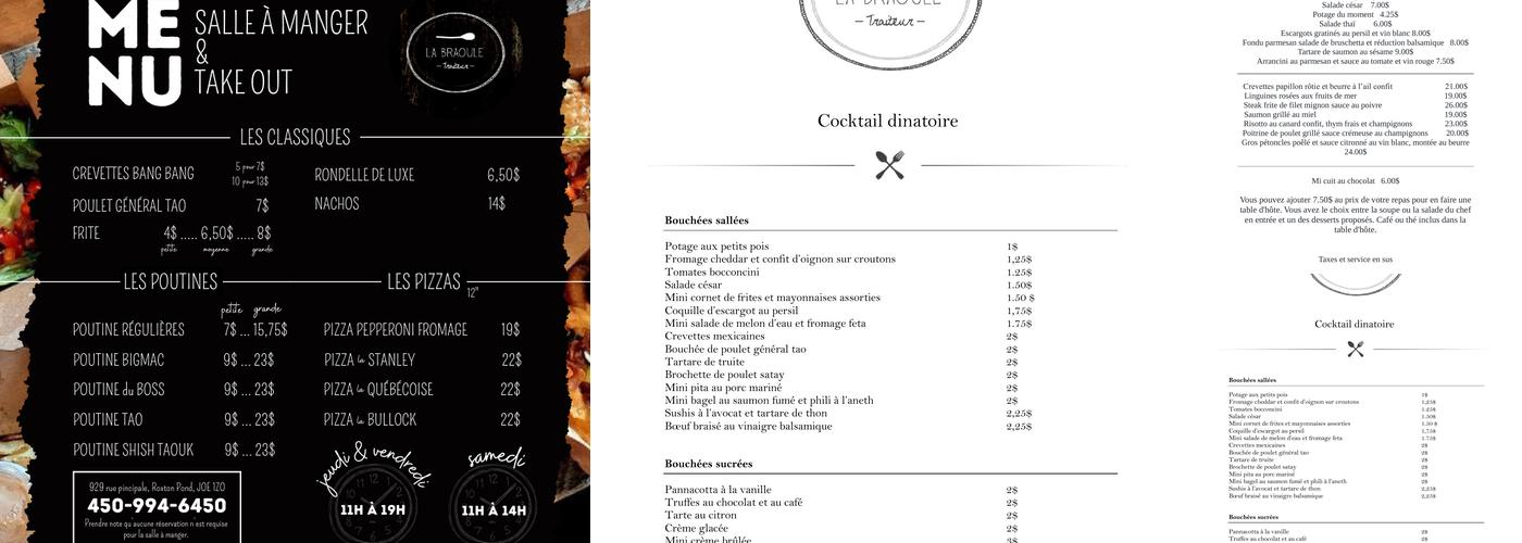 La Braoule Menu
