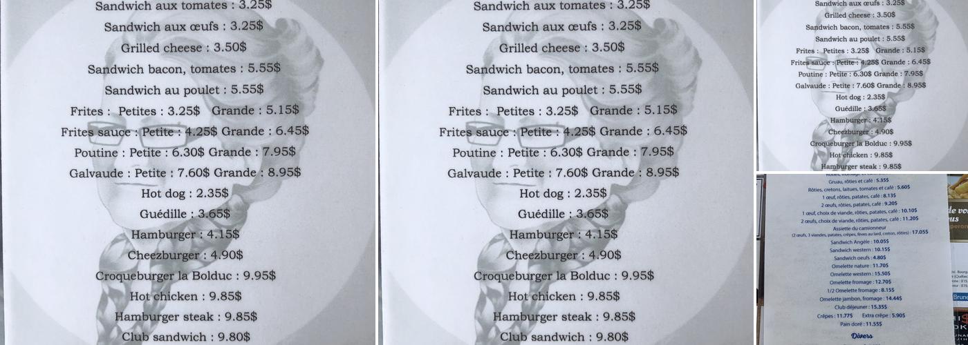 La Bolduc Menu