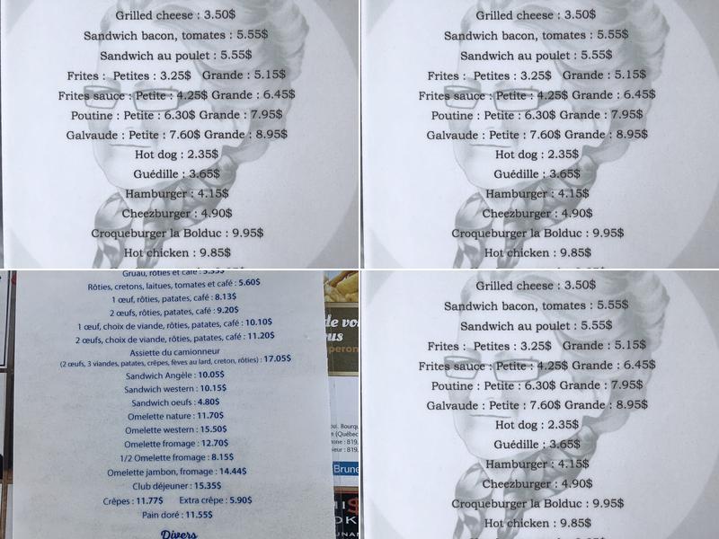 La Bolduc Menu