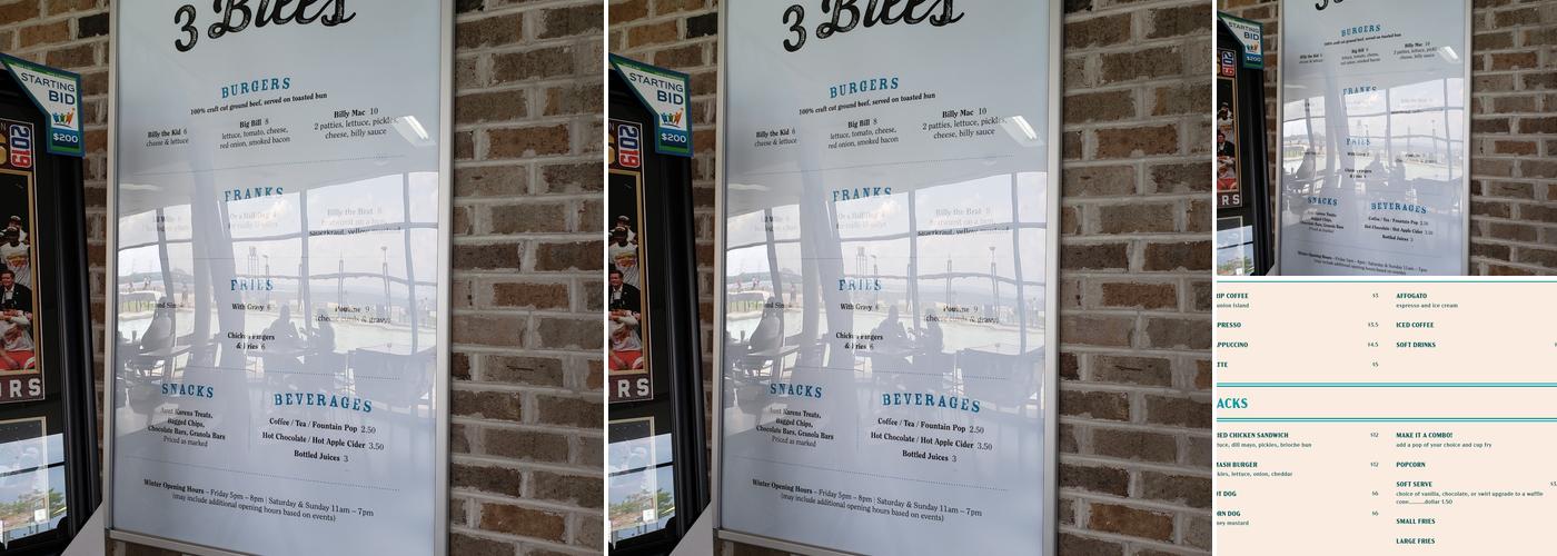 Three Bills Menu