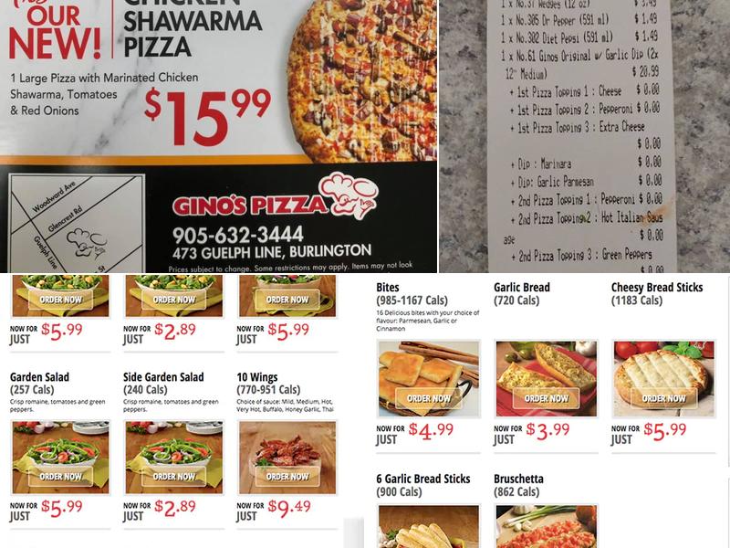 Gino's Pizza At Roseland Plaza, Burlington Menu