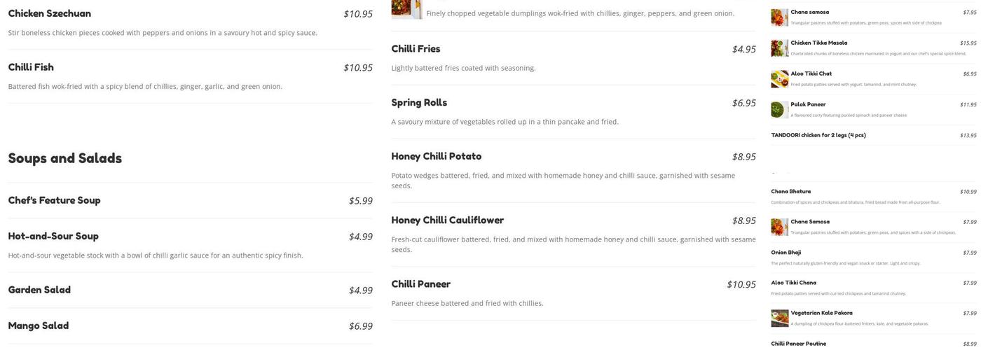 Express curry Hakka & Indian Bistro Menu