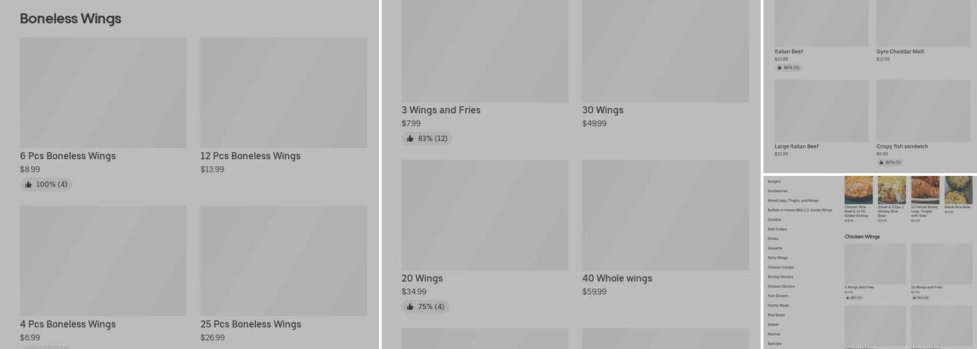 Shrimp Fish & Chicken Menu