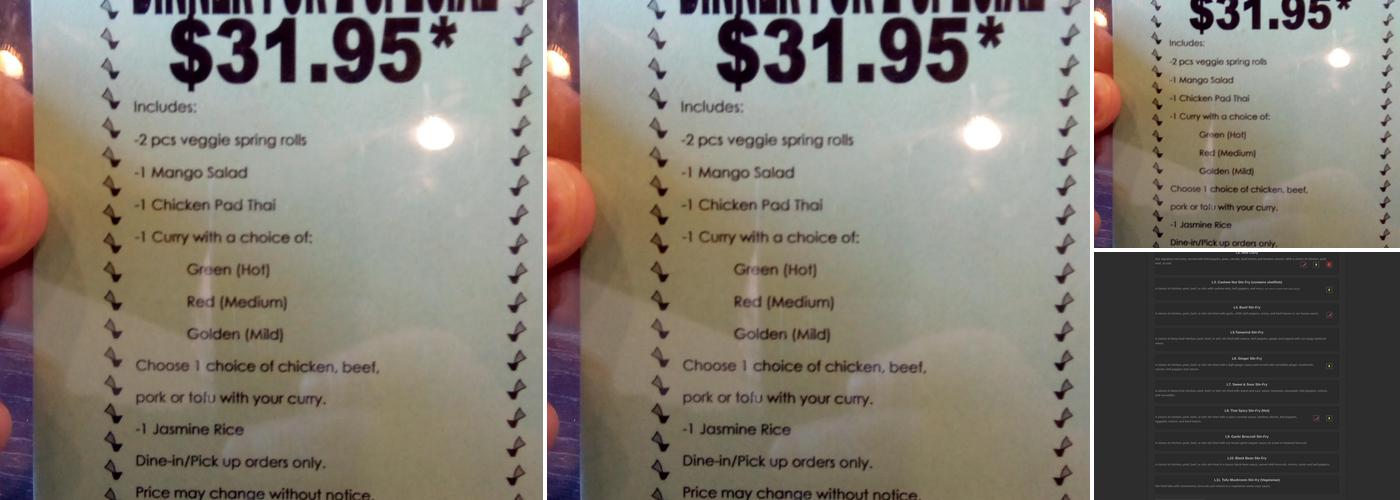 Waterloo Red Ginger Modern Thai + Viet Cuisine Menu