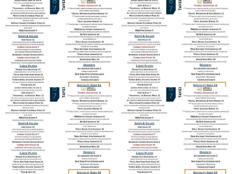 1787 Tavern & Grill Menu