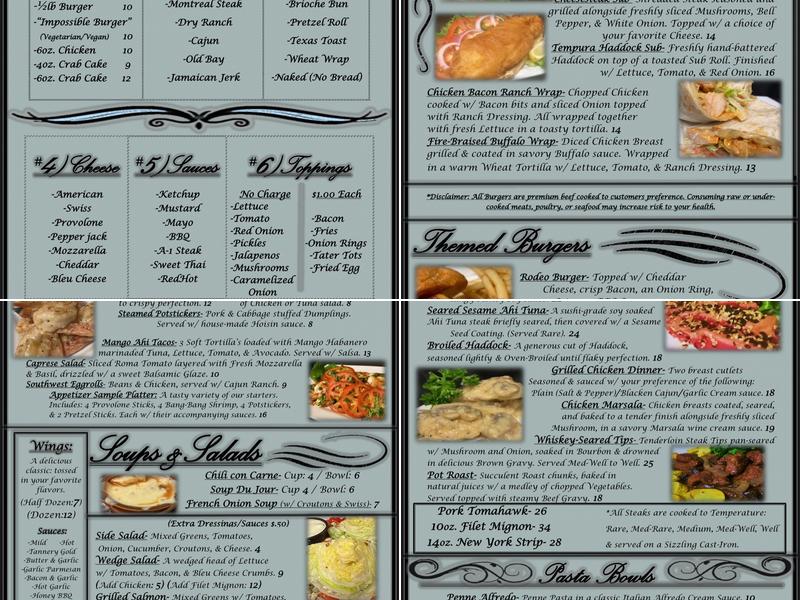Tannery Bar & Grill Menu