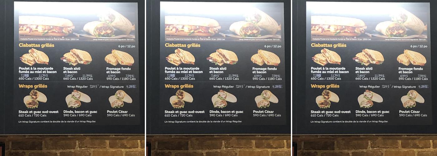 Subway Menu