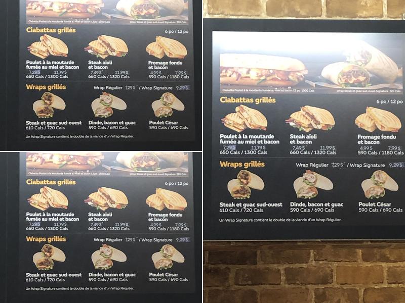 Subway Menu