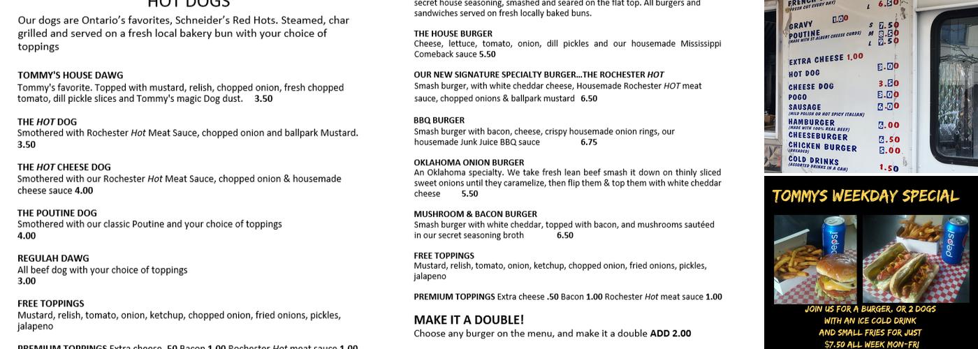 Tommy’s Chip Wagon Menu