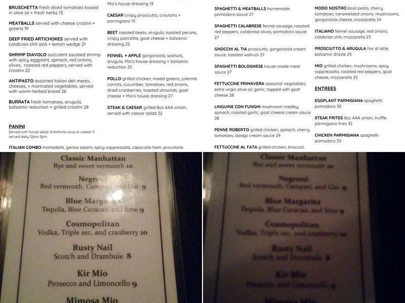 Caffe Mio Menu
