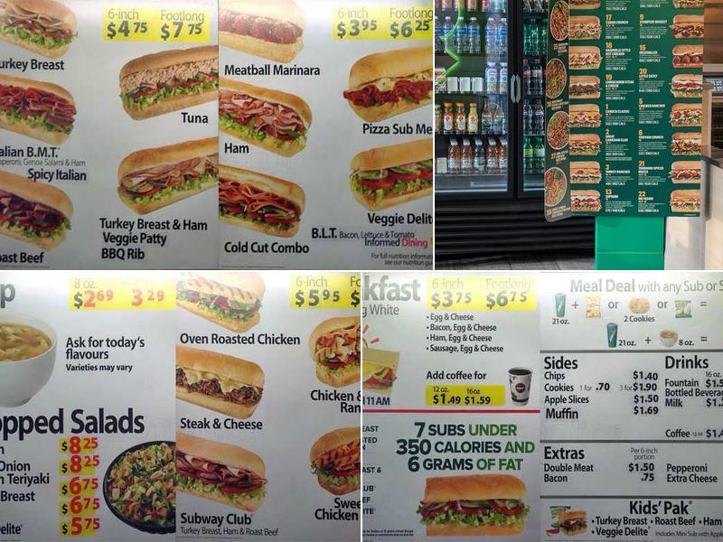 Subway Menu