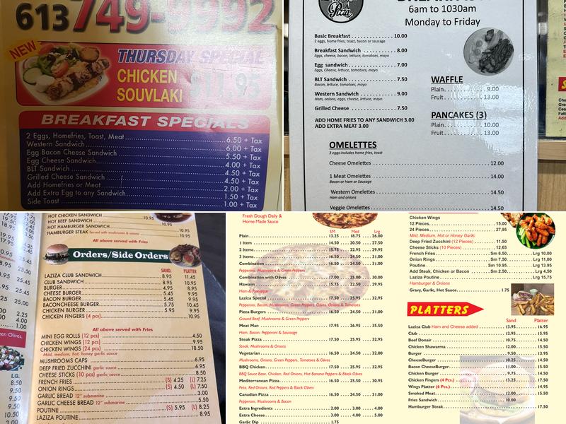 Laziza Pizza Menu