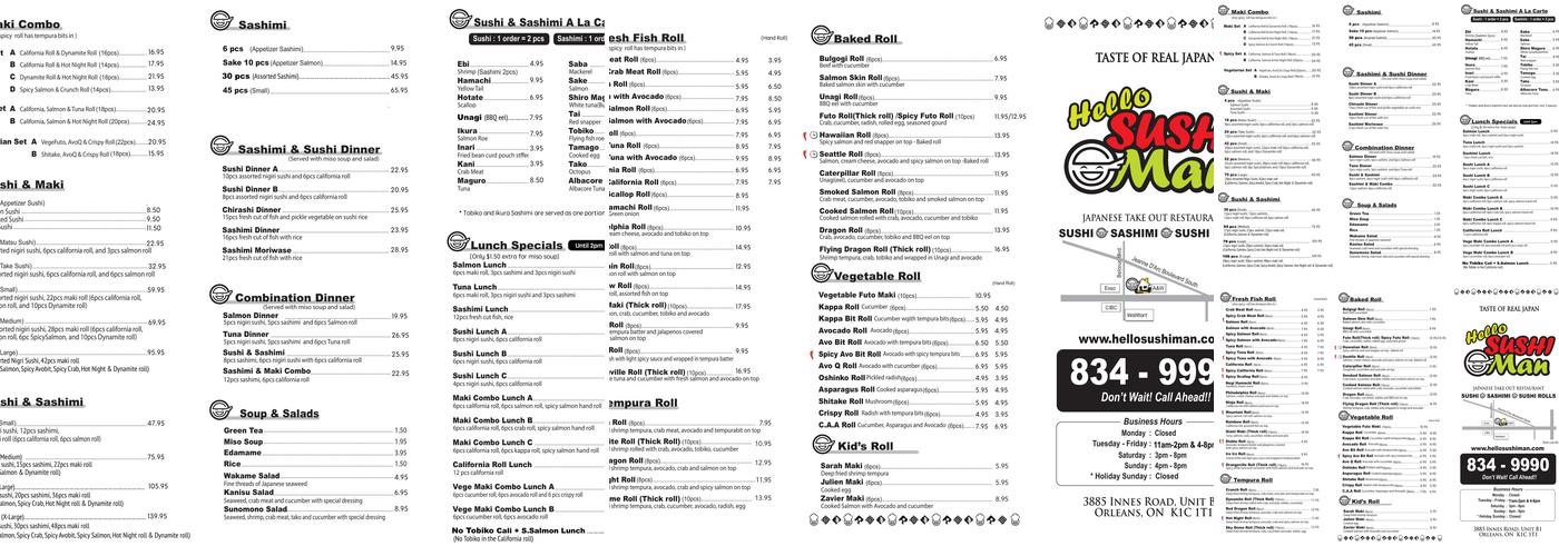 Hello Sushiman Menu