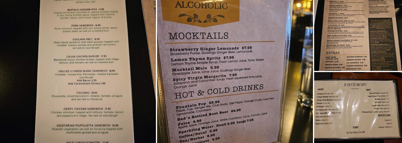 Schnitzels Menu