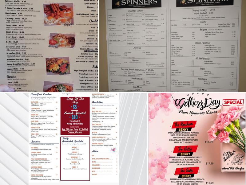 Spinners Diner Menu