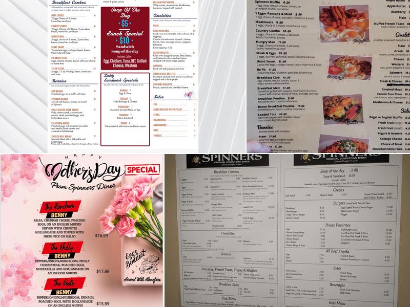 Spinners Diner Menu