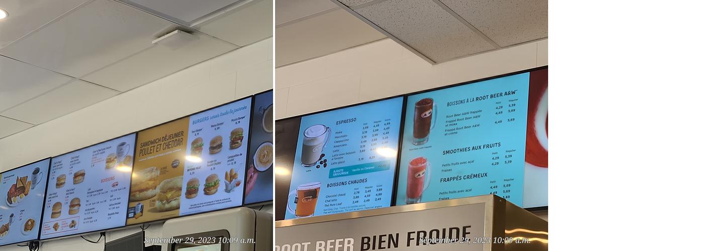 A&W Canada Menu
