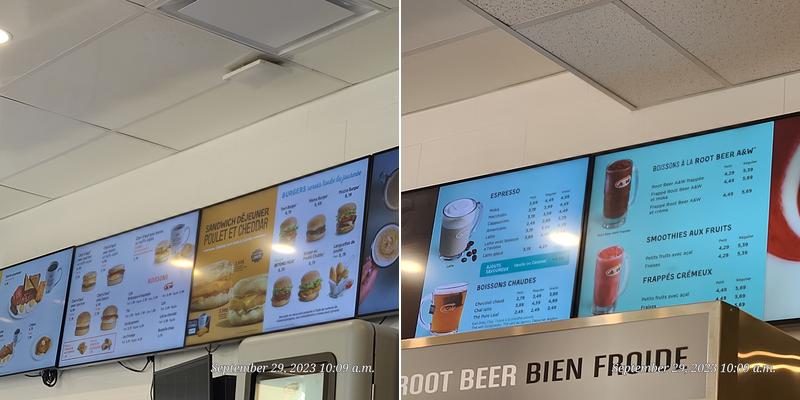 A&W Canada Menu