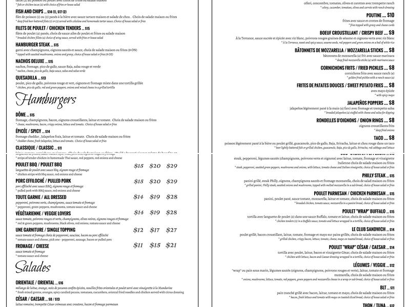 Dome Pub RestoBar Menu