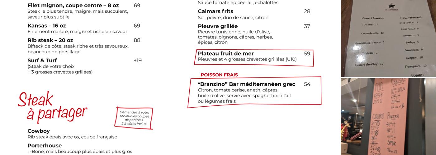 La Campagnola Menu