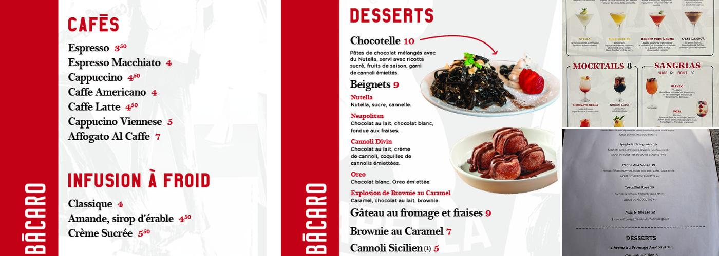 Bacaro Pizzeria Menu