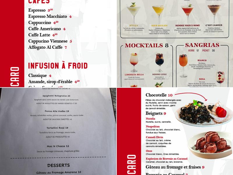 Bacaro Pizzeria Menu