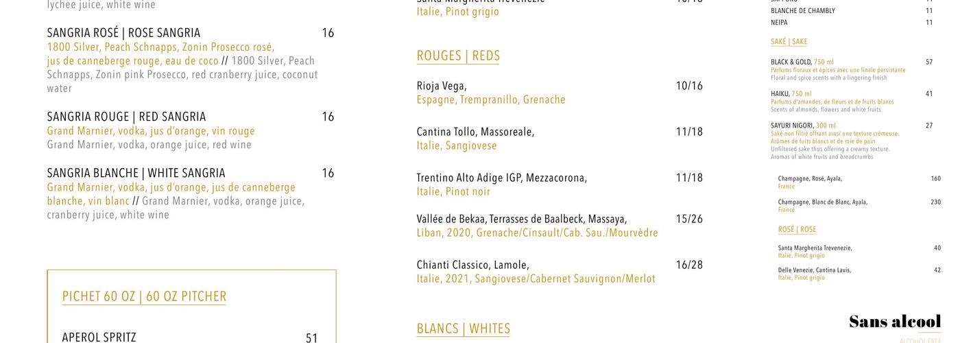 Siam DIX30 Menu