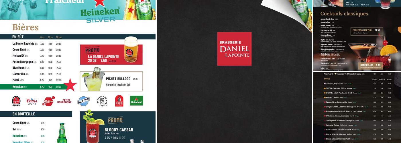 Brasserie Daniel Lapointe Granby Menu