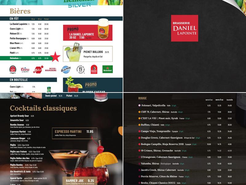 Brasserie Daniel Lapointe Granby Menu