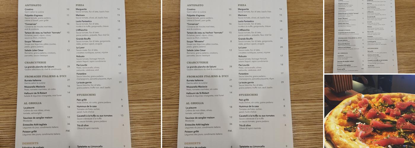 Restaurant Robusto Menu