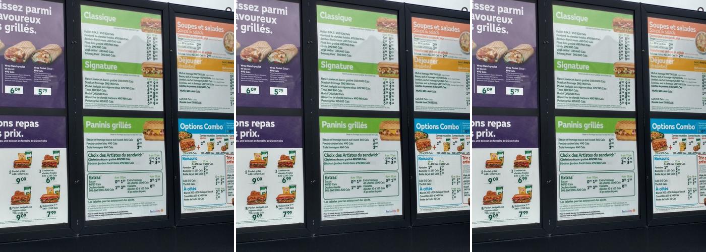 Subway Menu