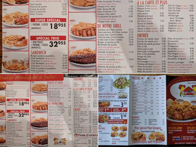 Coq-o-bec rock forest Menu