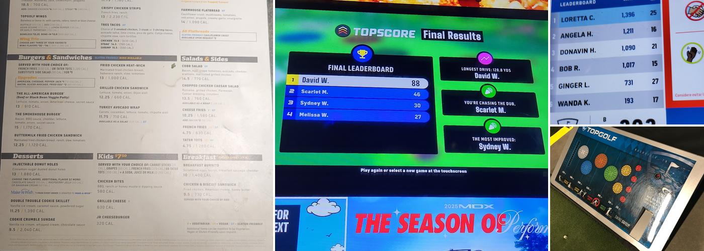 Topgolf Menu