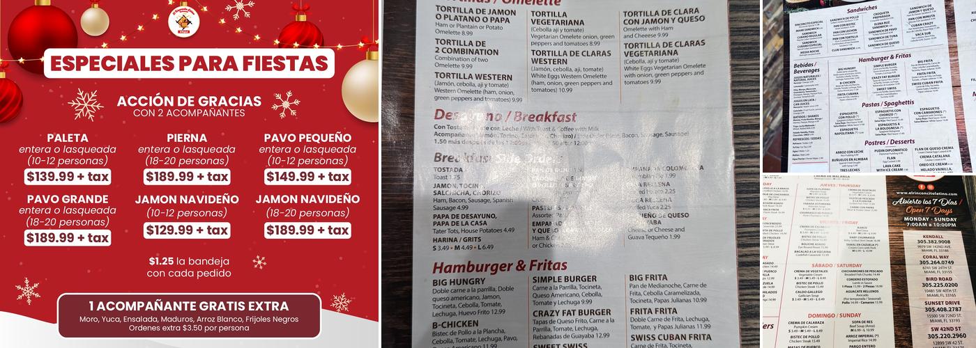 El Rinconcito Latino Sunset Drive Menu