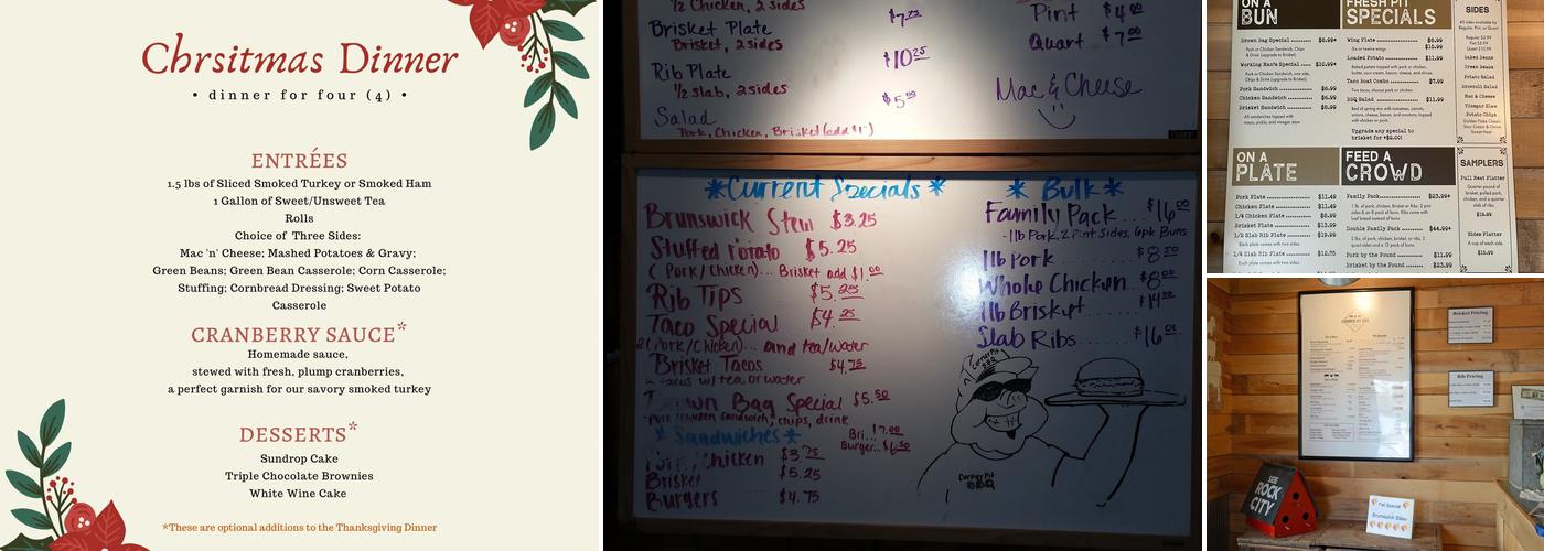 Corner Pit BBQ Menu