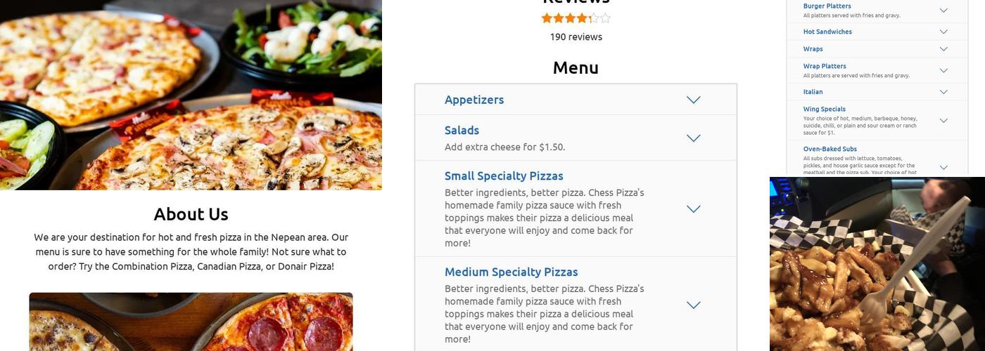 Chess Pizza Viewmount Menu