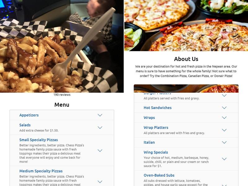 Chess Pizza Viewmount Menu