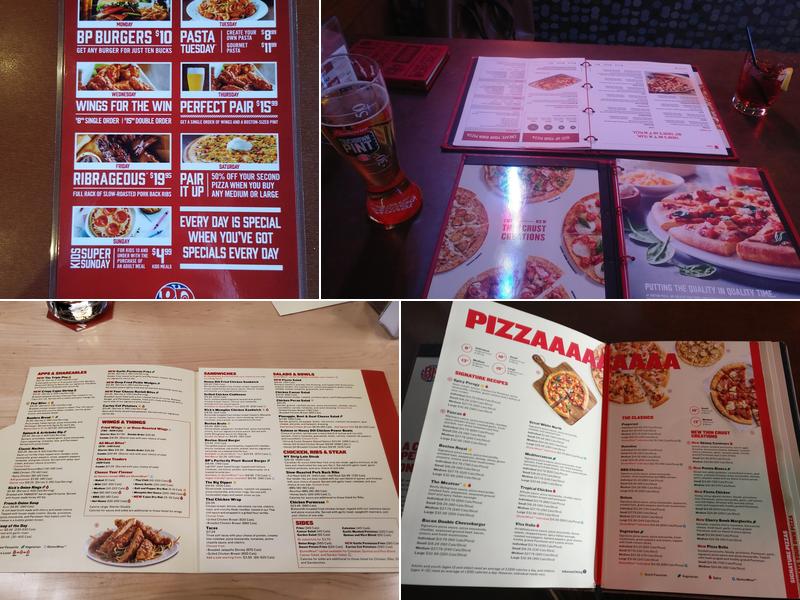Boston Pizza Menu