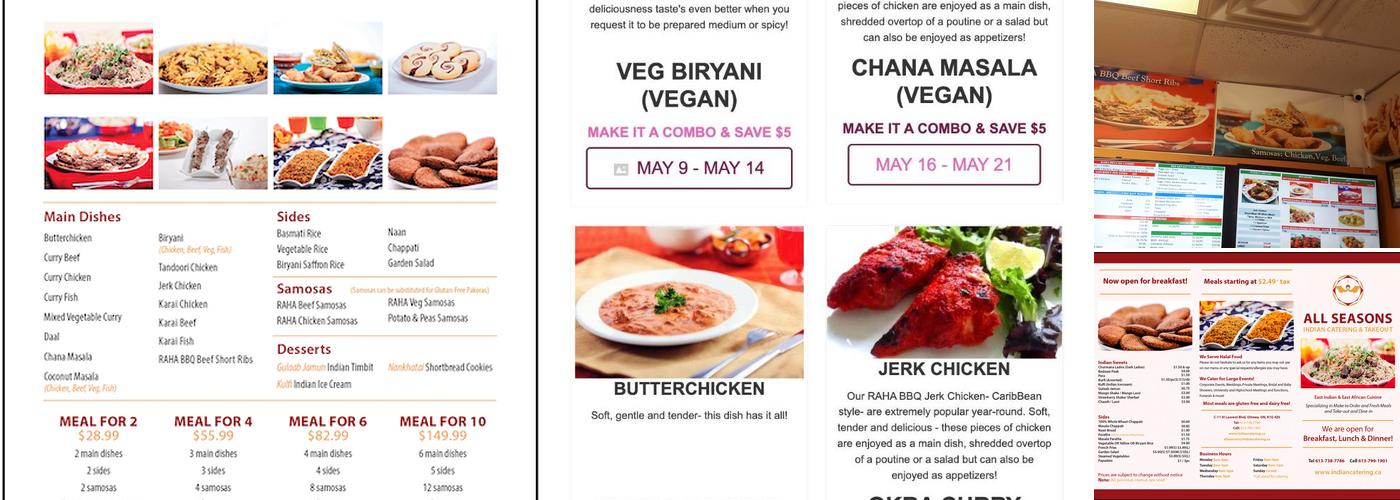 All Seasons Indian Catering Menu