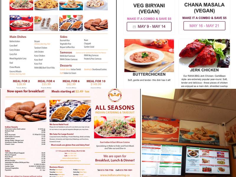 All Seasons Indian Catering Menu