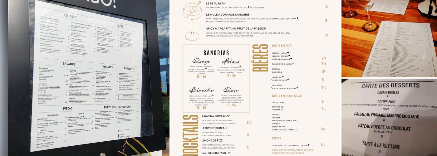 Restaurant Zibo! Vaudreuil Menu