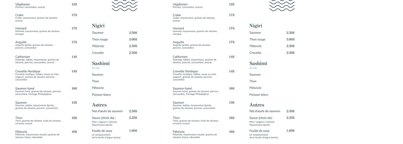 L'Éperlan Poissonnerie Menu