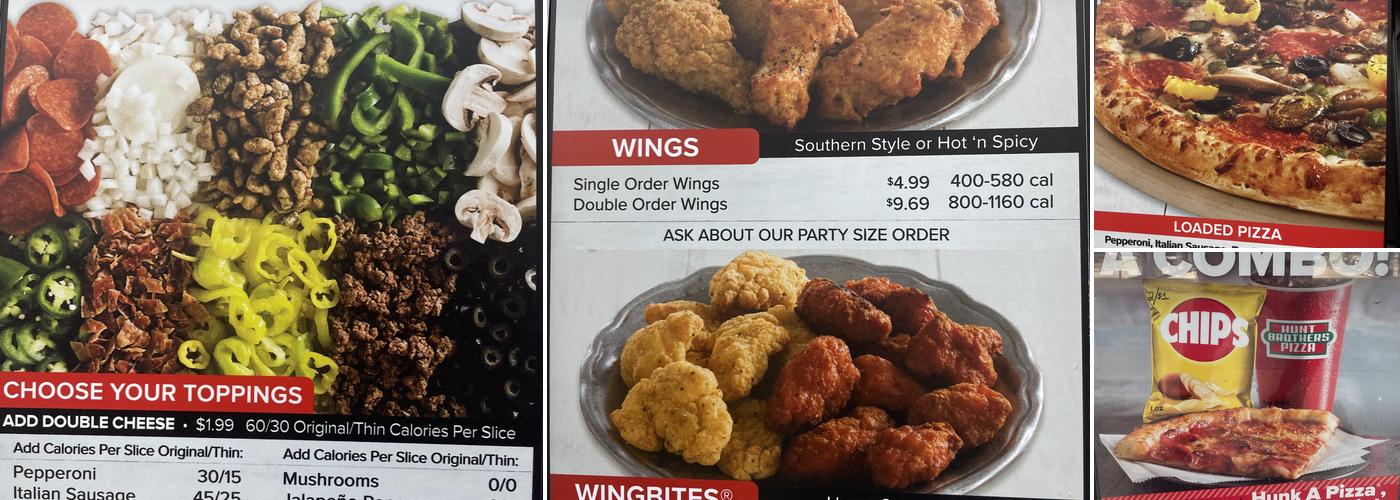 Hunt Brothers Pizza Menu